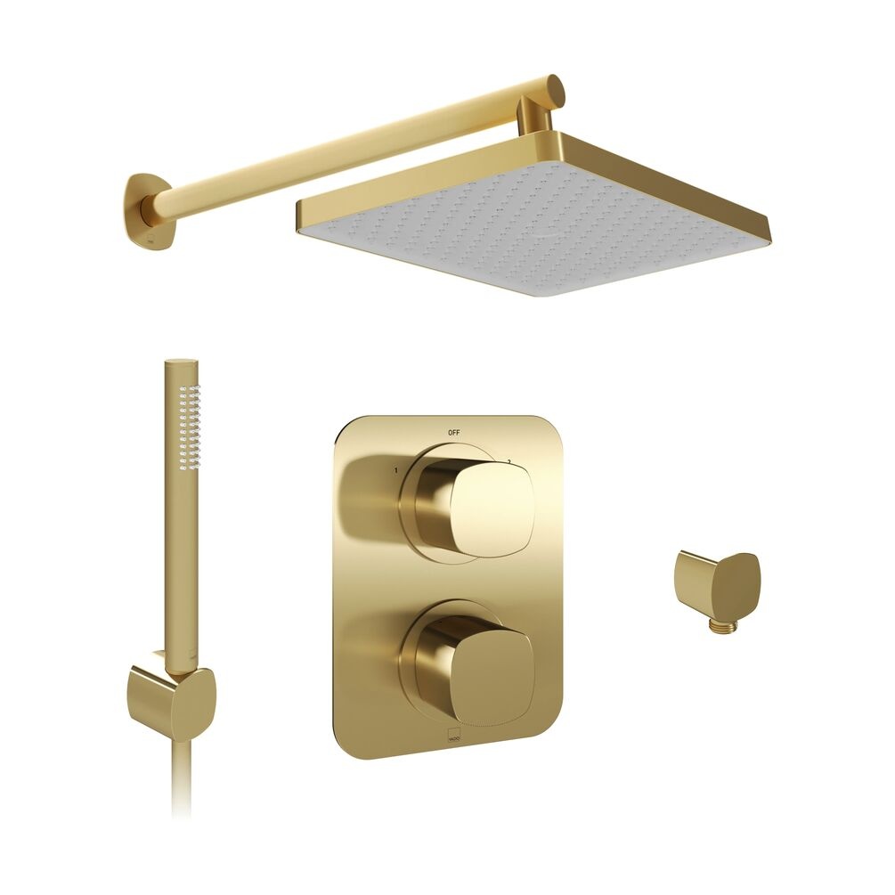 Cutout image of Vado Cameo Satin Brass Dual Outlet Shower Pack
